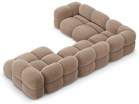 Hnedá zamatová rohová pohovka (ľavý roh/do tvaru "U") Loretto – Cosmopolitan Design