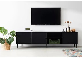 Čierna TV komoda s kovovými nohami Mistral 233