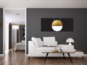 Obraz - Abstrakcia zlatá a čierna N⁰1 (120x50 cm)