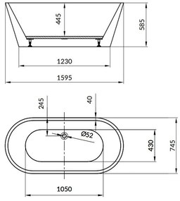 Cersanit - Voľne stojaca akrylátová vaňa OVAL Crea 162 x 72 cm, S301-300