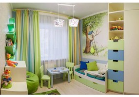 Detské závesné svietidlo Diamond, 2x biele textilné tienidlo so vzorom