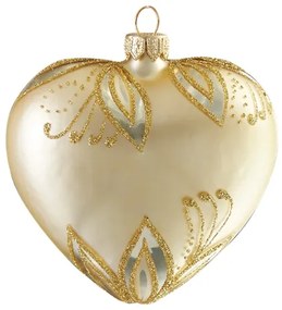 Vianočné srdce zlaté dekor lístky