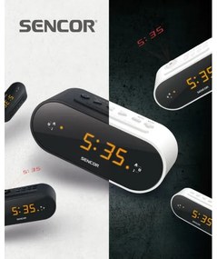 Sencor - Rádiobudík s LED displejom a projektorom 5W/230V 1xCR2032 čierna