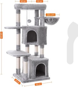 Mačací strom, škrabadlo, výška 120 cm, svetlošedý