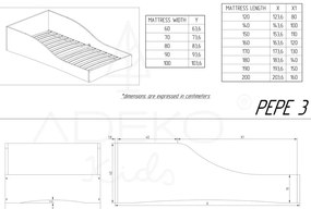 Detská posteľ z borovicového dreva Adeko Pepe Colm, 90 x 200 cm