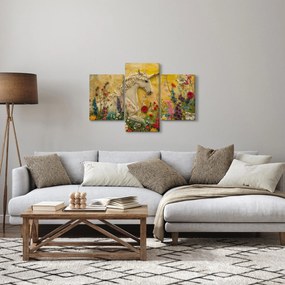 Obraz - Jednorožec s kvetinami (90x60 cm)
