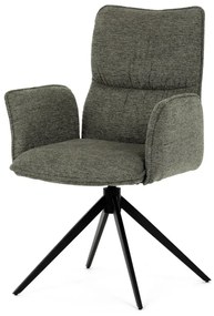 Židle jídelní, zelená látka, 360° vratný mechanismus, černý kov
