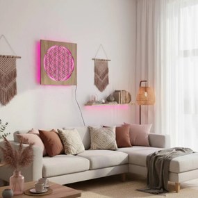 Drevená mandala Kvet života s LED podsvietením obraz na stenu  | SENTOP LED0198