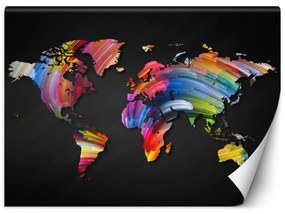 Fototapeta, Barevná mapa světa v pastelových barvách - 200x140 cm