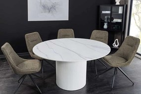 Okrúhly keramický jedálenský stôl Messina biela 120cm