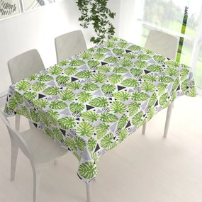 Biante Bavlnený obdĺžnikový obrus Sandra SA-175 Zelené listy Monstera 140x220 cm