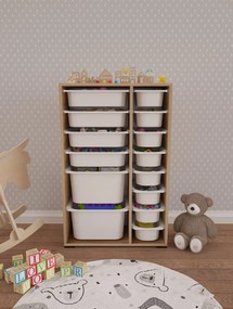 Organizér na hračky Dremonka 7 (dub + biela). Akcia -18%. Vlastná spoľahlivá doprava až k Vám domov. 1124313