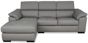 Kožená rohová sedacia súprava LOREN II, Ľavá, sivá (madras - 128 grey)