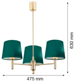 Argon 6192 - Luster na tyči PONTE 3xE27/15W/230V zelená/mosadz