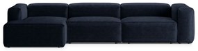 Tmavomodrá menčestrová rohová pohovka (ľavý roh/s leňoškou) Bergano – Cosmopolitan Design