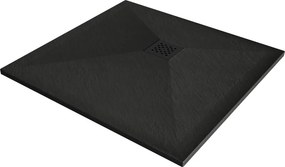 Mexen Stone+ kompozitná štvorcová sprchová vanička 80 x 80 cm, čierna, čierny kryt - 44708080-B