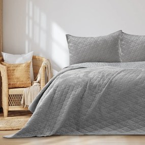 Svetlosivý zamatový prešívaný pléd 220x240 cm Laila – Restilo