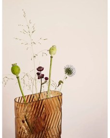 Oranžová sklenená váza Hübsch Deco, výška 18 cm