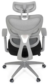Kancelárska ergonomická stolička GRANT II — sieť, látka, sivá