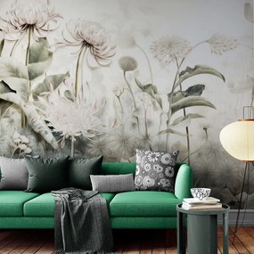 Tapeta kvety zahalené prírodou s béžovým kontrastom