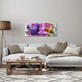 Obraz orchideí a sviečok (120x50 cm)
