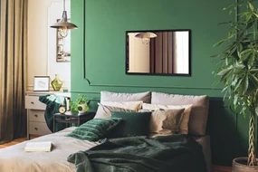 Obdĺžnikové zrkadlo do chodby v čiernom ráme MDF 70x50 cm