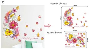 Veselá Stena Samolepka na stenu na stenu Farebné pierka - 4 motívy Farba: Ružová