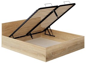 Tempo Kondela Posteľ s kovovým roštom a úložným priestorom, 180x200, dub sonoma, DOLI