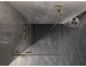 Mexen Lunar, L Duo výklopný sprchový kút 70 x 70 cm, 8mm číre sklo, zlatý profil, 834L-070L-070P-50-00