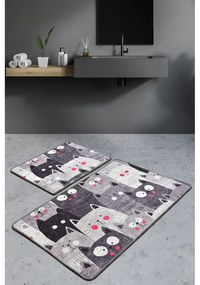 Sivé kúpeľňové predložky v súprave 2 ks 60x100 cm Meow – Foutastic
