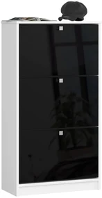 Skriňa na topánky Marienne 60 cm - 3 dvierka biela/čierna