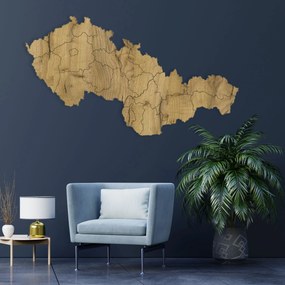 Drevená mapa Československej republiky - Zemepis: HDF - Orech 40 x 23 cm 4403-84131 HDF-M011