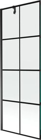 Mexen Next, vaňová zástena 1-krídlová 70 x 150 cm, fixné krídlo, 6 mm číre sklo s čiernym vzorom, čierny profil, 895-070-000-00-77-70