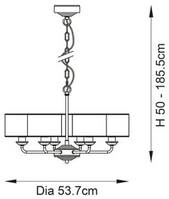 Endon 99151 - Luster na reťazi HIGHCLERE 6xE14/28W/230V sivá/matný chróm