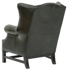 furniture-nabytek.cz - Masívne kreslo Chesterfield Kingsfield ušák z pravej kože, zelené – 89×79×104 cm