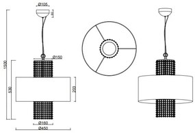 Reality - Luster na lanku KING 3xE14/28W/230V strieborná