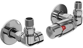 Mexen G00, axiálny ventil G1/2" s okrúhlymi krytkami a termostatickou hlavicou M30x1,5 mm, chrómová, W903-900-904-01