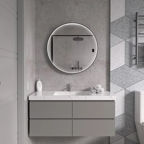 Erga Charlotte, okrúhle LED zrkadlo 70cm, čierny kovový rám, 1610 lm, 6500K, predné bočné osvetlenie, ERG-V01-204-7070-BK
