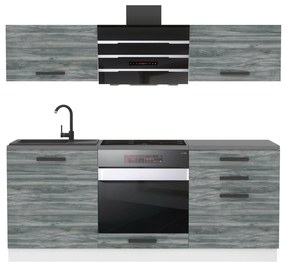 Kuchynská linka Belini Premium Full Version 180 cm šedý antracit Glamour Wood s pracovnou doskou SOPHIA