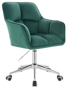LuxuryForm DESIGN Kreslo AMALFI VELUR na striebornej podstave s kolieskami - zelené