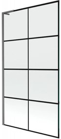 Mexen Next L, 1-krídlová vaňová zástena 100 x 150 cm, 6mm číre sklo-čierny vzor, grafitový profil, 895-100-000-03-77-66