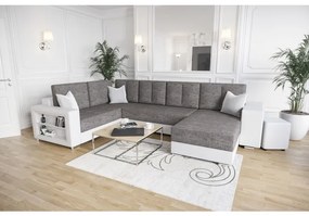 Priestranná elegantná sedačka z ekokože KAMONA - sivá / biela