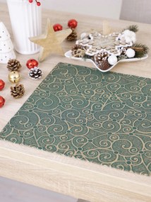 Lurexová Vianočná servítka Štedrovečerná zeleň - 40 × 40 cm