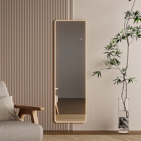 Mereo Mereo, zrkadlo hranaté 500x1700 mm, LED osvetlenie, závesné aj stojaté, čierny rám, MER-CN188