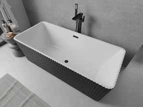 Mexen Nila, voľne stojaca ryhovaná vaňa 170 x 75 cm, biela-čierna, čierny matný prepad, 52841708075-70