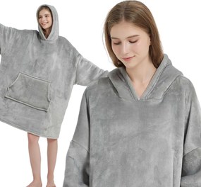 Deka s rukávmi HOODIE sivá