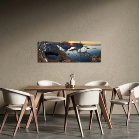 Obraz - Krajina (s hodinami) (90x30 cm)