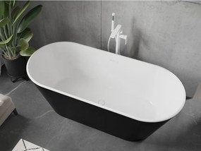 Mexen Flavia, voľne stojaca vaňa 170 x 75 cm, biela-čierna, biely prepad, 54031708075-20