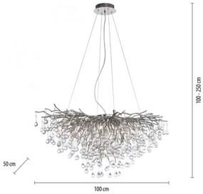 Paul Neuhaus 2192-55 - Luster na lanku ICICLE 10xG9/40W/230V 50x100 cm chróm