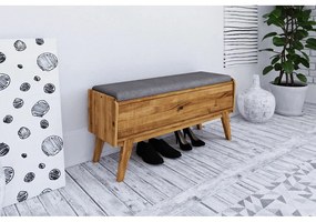 Lavica s úložným priestorom z dubového dreva so svetlosivým sedákom Retro - The Beds